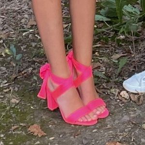 Hot Pink Lace-up Prom Homecoming Heels